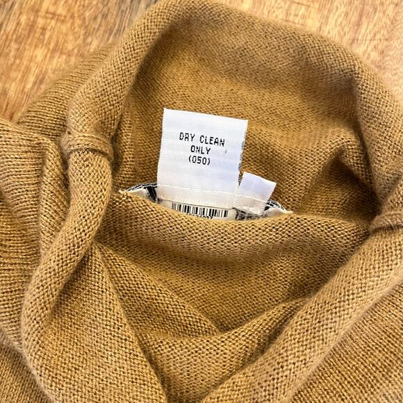 Vintage WinterSilks Sweater Vest Large 90s Silk Angora Rollneck Tan Preppy Work - Picture 7 of 9